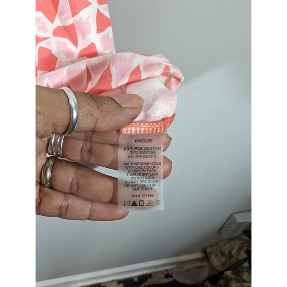 Title Nine EUC Coral Breezy Sleeveless Cowl Neck A Line Summer Mini Dress Size S - Picture 5 of 6